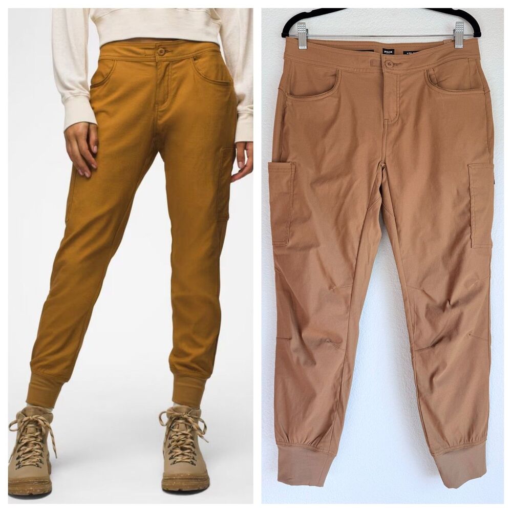 NEW PrAna Women's Halle Jogger II UPF 50+ Pants in Earthbound Mustard Brown Sz 6